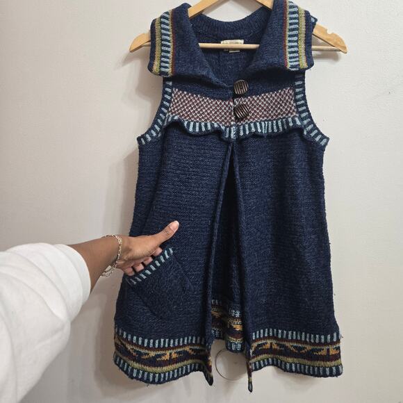 Royal Robbins Womens Eclectic Cottage Boho Indie Knitted Long Line Vest Size M - Picture 3 of 12